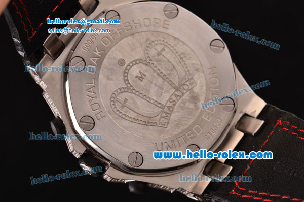 Audemars Piguet Royal Oak Offshore Chronograph Miyota Quartz Movement Diamond Case with Diamond Bezel and Black Leather Strap - Click Image to Close
